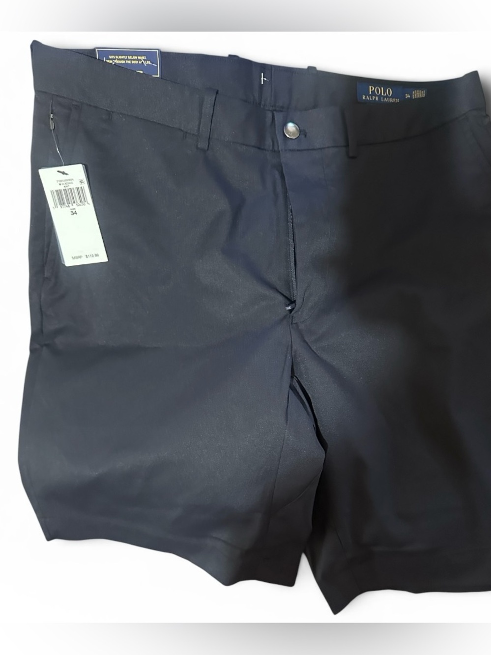 Ralph Lauren Men's Navy Flat-Front Shorts - Picture 3 of 4